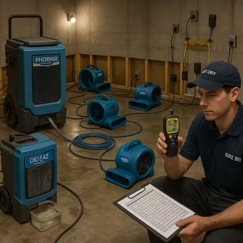 Structural Drying and Dehumidification process in Llano Grande, TX